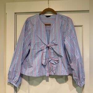 Zara Blue and Red Striped Blouse